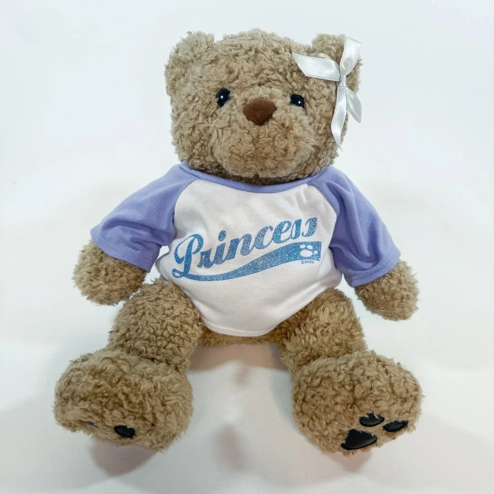 Vintage Build-A-Bear Tan Teddy Plush w/ Sparkling Princess Shirt & Bow -‎ 2002